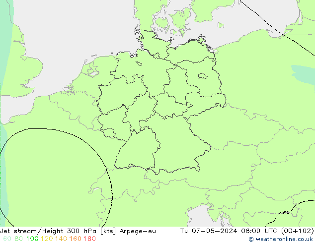 Prąd strumieniowy Arpege-eu wto. 07.05.2024 06 UTC
