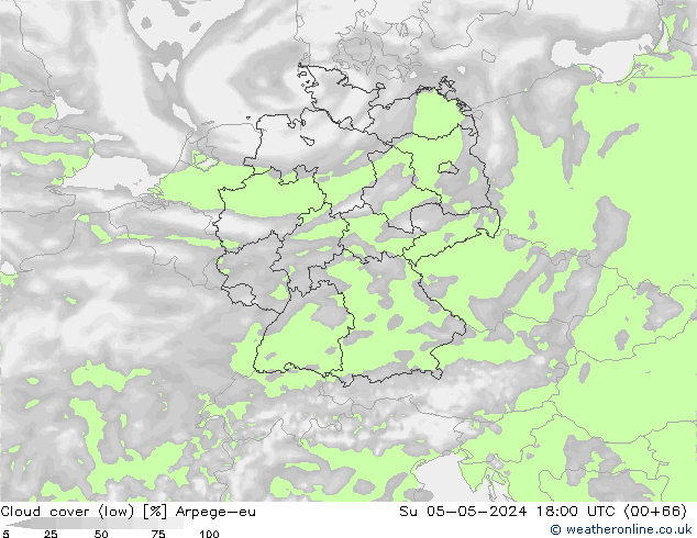 Bulutlar (düşük) Arpege-eu Paz 05.05.2024 18 UTC