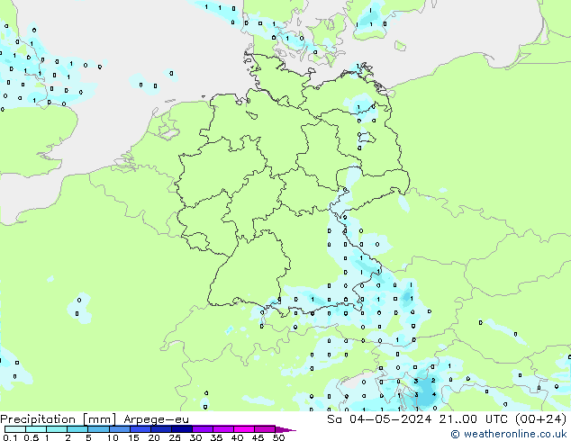 precipitação Arpege-eu Sáb 04.05.2024 00 UTC