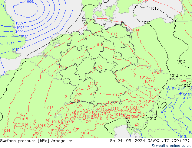 приземное давление Arpege-eu сб 04.05.2024 03 UTC