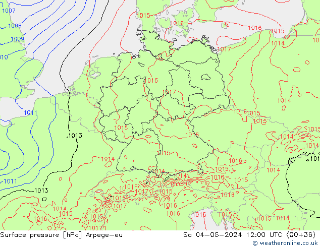 Yer basıncı Arpege-eu Cts 04.05.2024 12 UTC