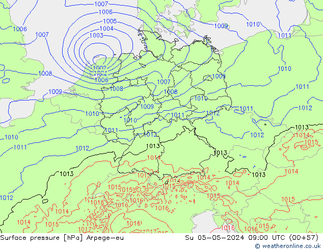 pressão do solo Arpege-eu Dom 05.05.2024 09 UTC