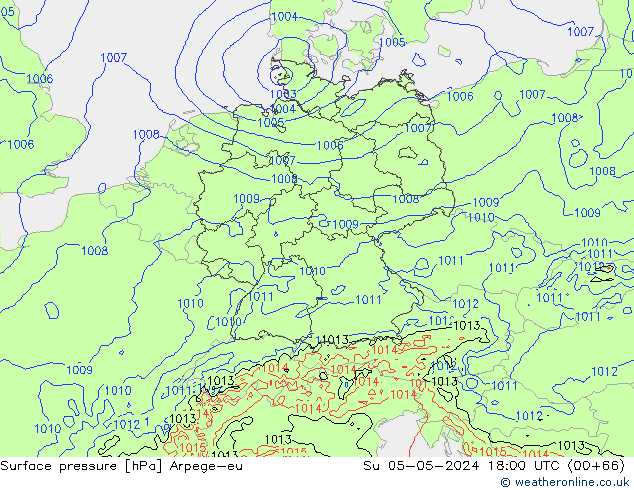 pression de l'air Arpege-eu dim 05.05.2024 18 UTC