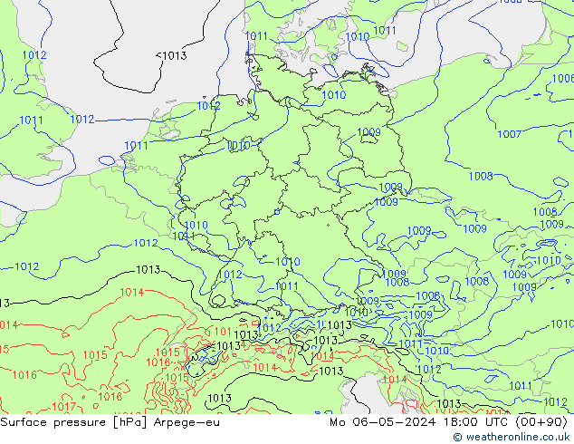 pression de l'air Arpege-eu lun 06.05.2024 18 UTC