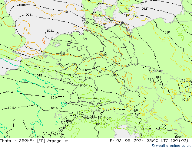 Theta-e 850hPa Arpege-eu Sex 03.05.2024 03 UTC