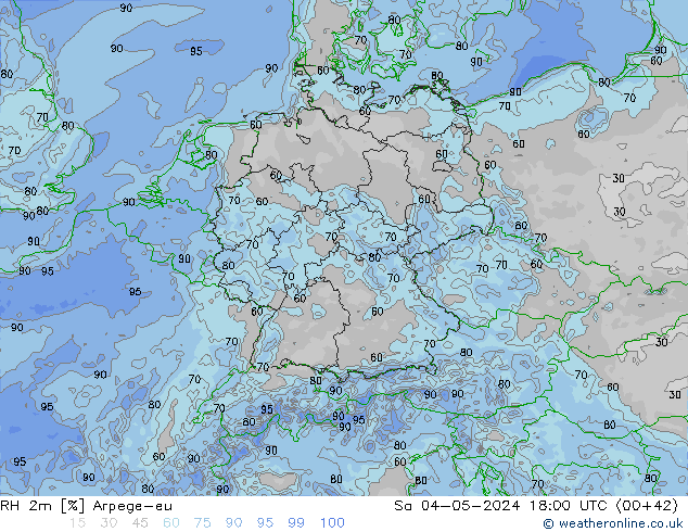 RH 2m Arpege-eu Sa 04.05.2024 18 UTC