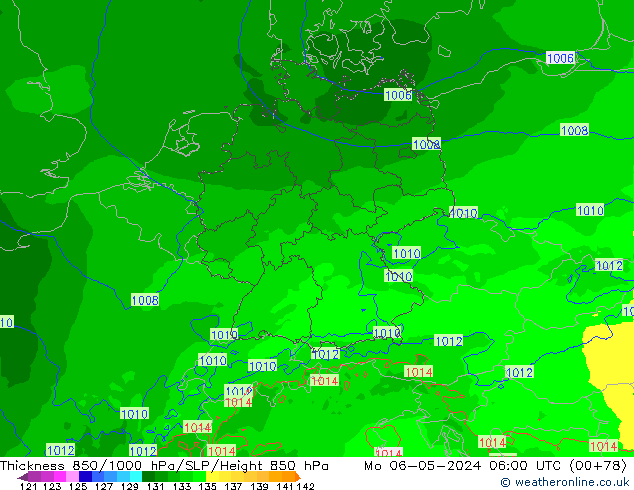 Thck 850-1000 hPa Arpege-eu pon. 06.05.2024 06 UTC