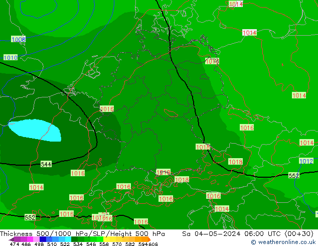 500-1000 hPa Kalınlığı Arpege-eu Cts 04.05.2024 06 UTC