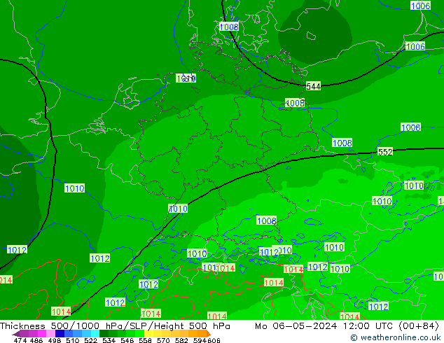 Thck 500-1000hPa Arpege-eu Mo 06.05.2024 12 UTC