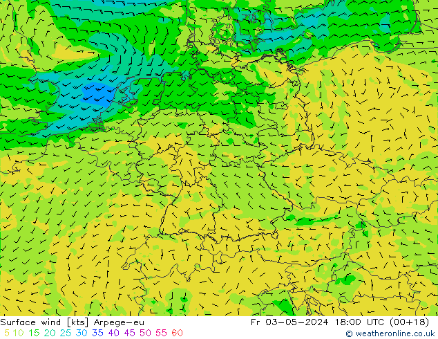 Rüzgar 10 m Arpege-eu Cu 03.05.2024 18 UTC