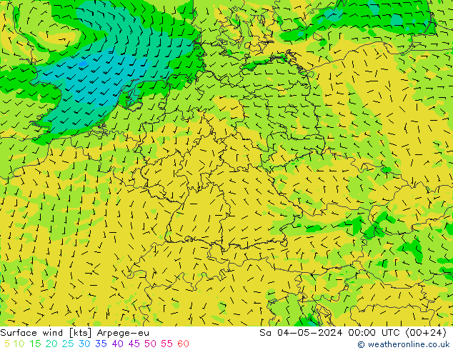 Surface wind Arpege-eu Sa 04.05.2024 00 UTC