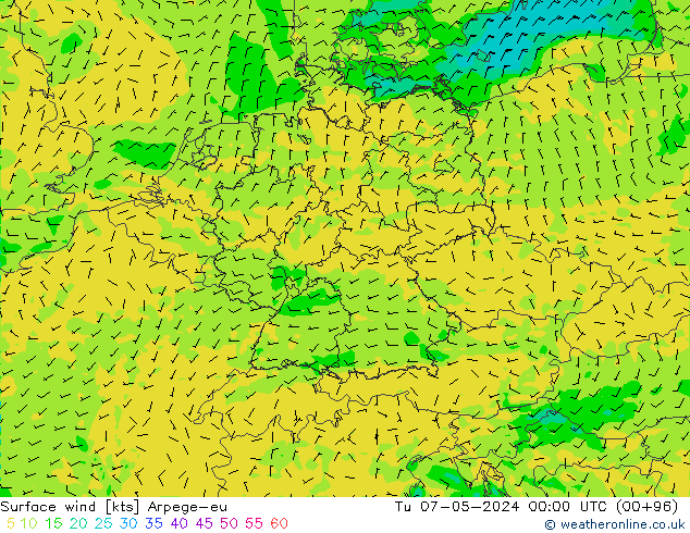 ветер 10 m Arpege-eu вт 07.05.2024 00 UTC