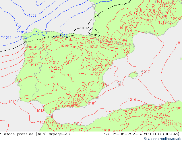 Atmosférický tlak Arpege-eu Ne 05.05.2024 00 UTC