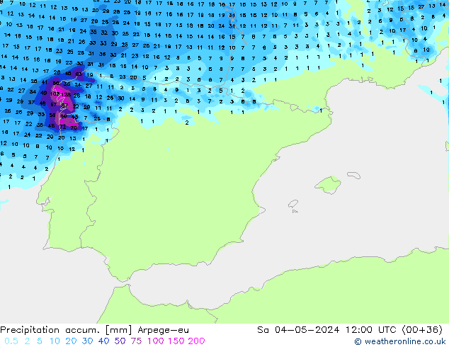 Precipitation accum. Arpege-eu  04.05.2024 12 UTC