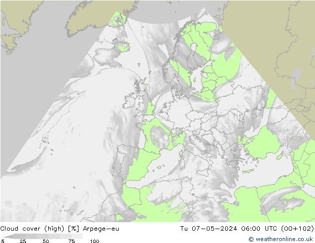 Bewolking (Hoog) Arpege-eu di 07.05.2024 06 UTC