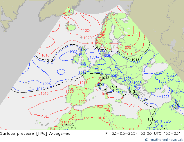 Yer basıncı Arpege-eu Cu 03.05.2024 03 UTC