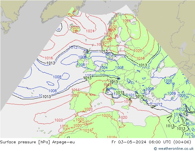 Bodendruck Arpege-eu Fr 03.05.2024 06 UTC