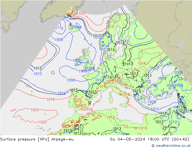 Surface pressure Arpege-eu Sa 04.05.2024 18 UTC