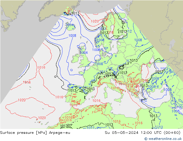 Surface pressure Arpege-eu Su 05.05.2024 12 UTC