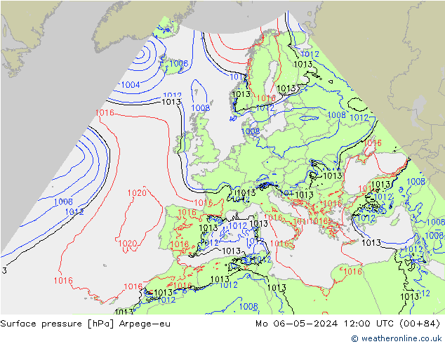 Yer basıncı Arpege-eu Pzt 06.05.2024 12 UTC