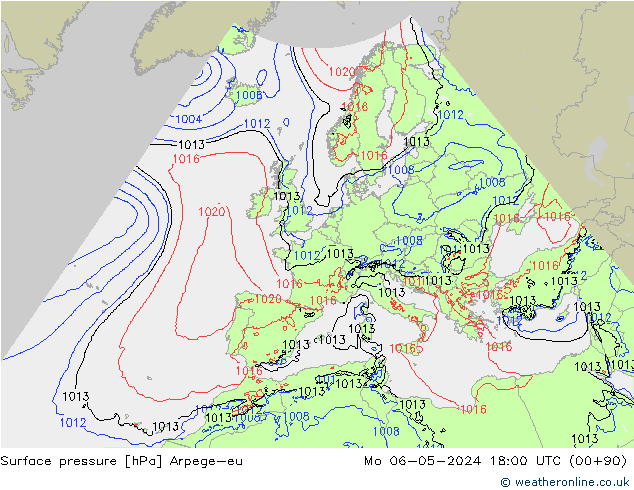 приземное давление Arpege-eu пн 06.05.2024 18 UTC