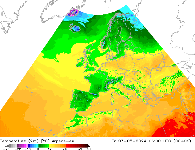 Temperature (2m) Arpege-eu Fr 03.05.2024 06 UTC
