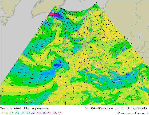 Wind 10 m Arpege-eu za 04.05.2024 00 UTC