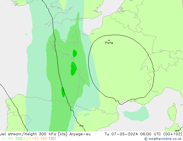 Jet Akımları Arpege-eu Sa 07.05.2024 06 UTC