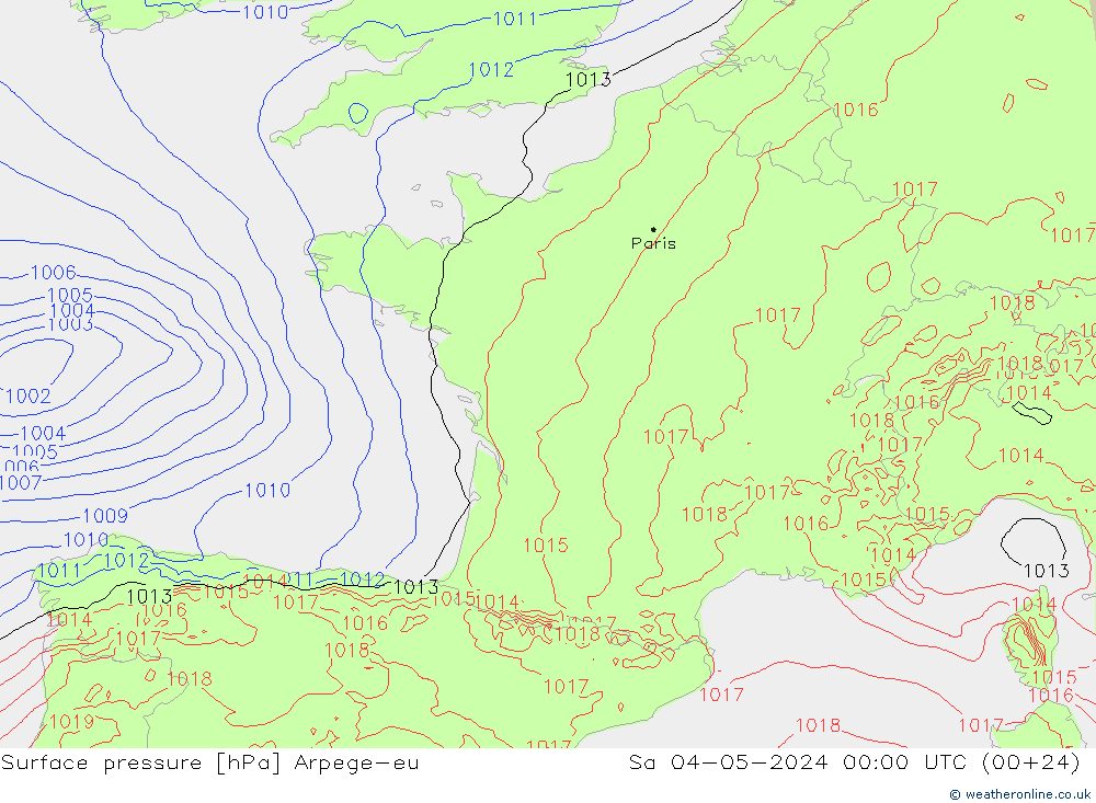 приземное давление Arpege-eu сб 04.05.2024 00 UTC
