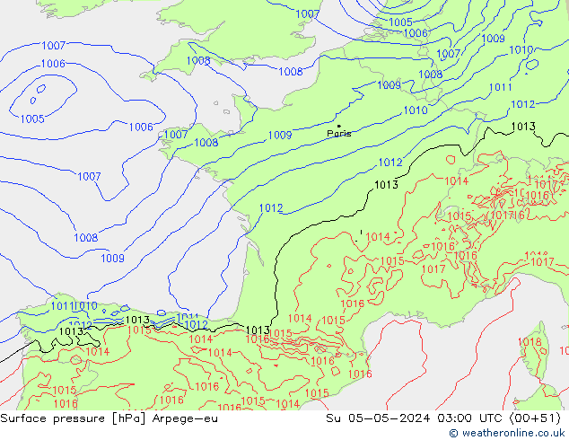 Yer basıncı Arpege-eu Paz 05.05.2024 03 UTC