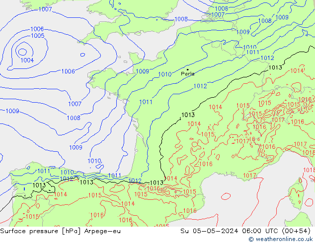 Bodendruck Arpege-eu So 05.05.2024 06 UTC