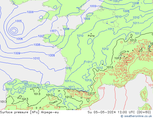 приземное давление Arpege-eu Вс 05.05.2024 12 UTC