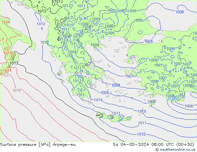 Surface pressure Arpege-eu Sa 04.05.2024 06 UTC