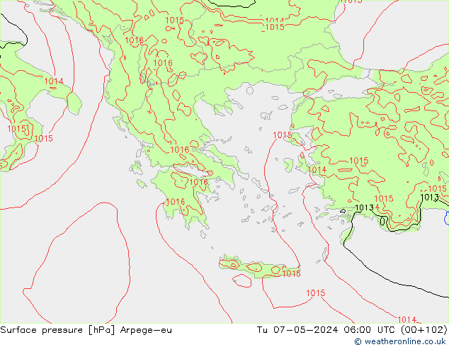 приземное давление Arpege-eu вт 07.05.2024 06 UTC