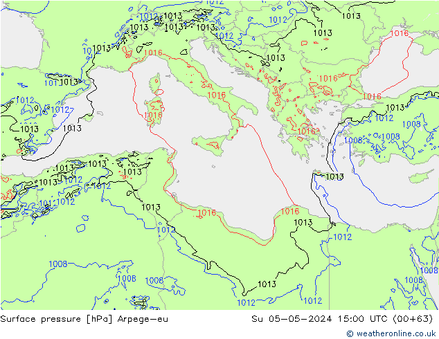 Atmosférický tlak Arpege-eu Ne 05.05.2024 15 UTC