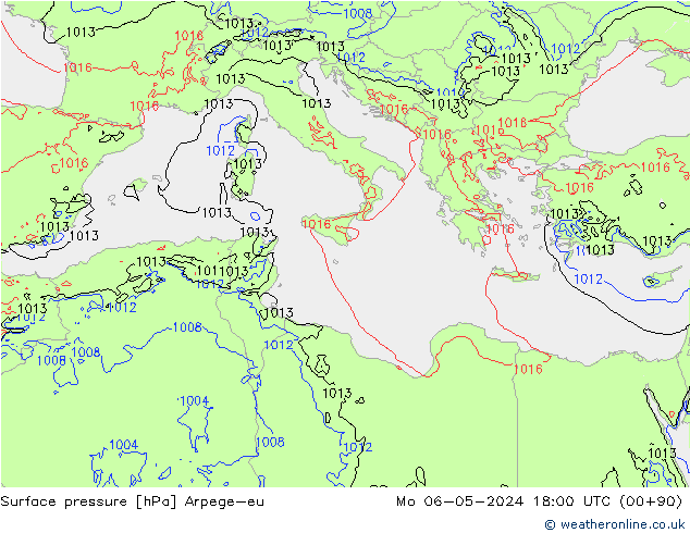 Atmosférický tlak Arpege-eu Po 06.05.2024 18 UTC