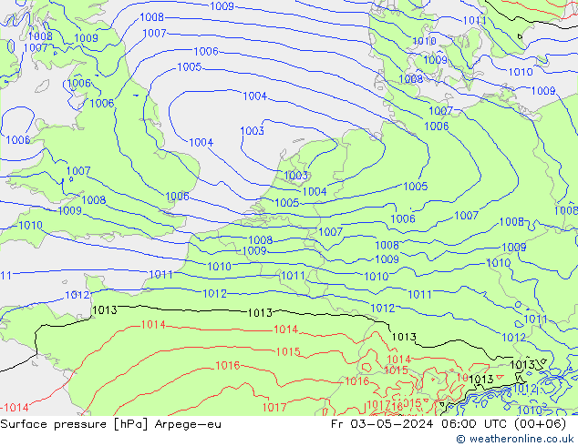 Bodendruck Arpege-eu Fr 03.05.2024 06 UTC