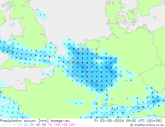 Nied. akkumuliert Arpege-eu Fr 03.05.2024 06 UTC