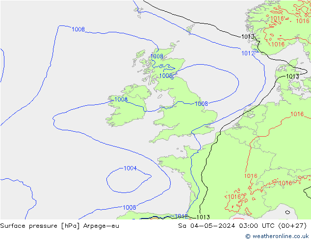 приземное давление Arpege-eu сб 04.05.2024 03 UTC