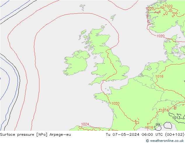 pression de l'air Arpege-eu mar 07.05.2024 06 UTC