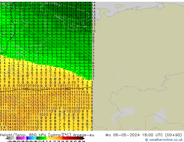 Height/Temp. 850 hPa Arpege-eu Seg 06.05.2024 18 UTC