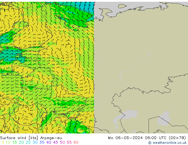 Bodenwind Arpege-eu Mo 06.05.2024 06 UTC