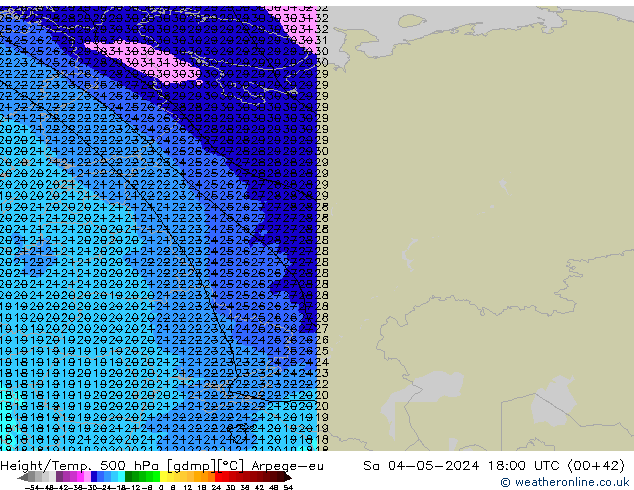 Height/Temp. 500 hPa Arpege-eu Sa 04.05.2024 18 UTC