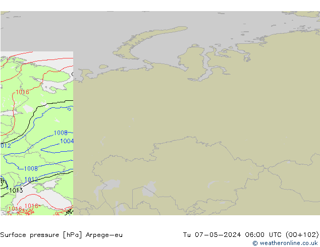 pressão do solo Arpege-eu Ter 07.05.2024 06 UTC