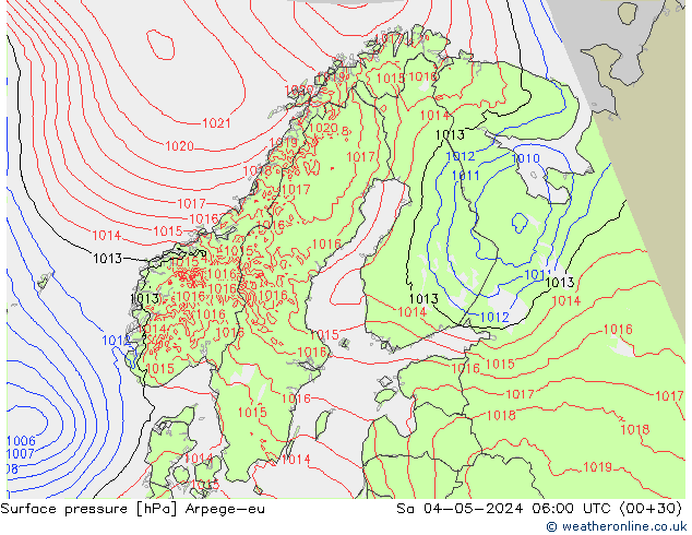 Surface pressure Arpege-eu Sa 04.05.2024 06 UTC