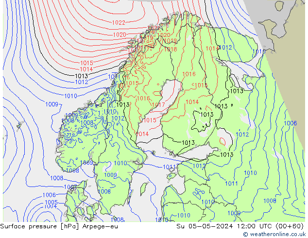 Yer basıncı Arpege-eu Paz 05.05.2024 12 UTC