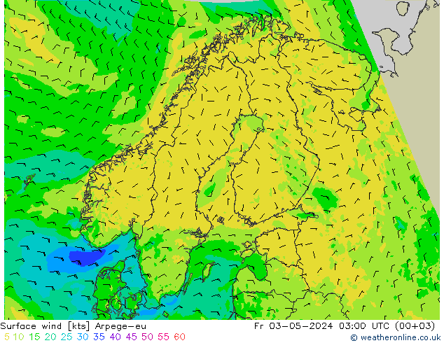 Surface wind Arpege-eu Fr 03.05.2024 03 UTC