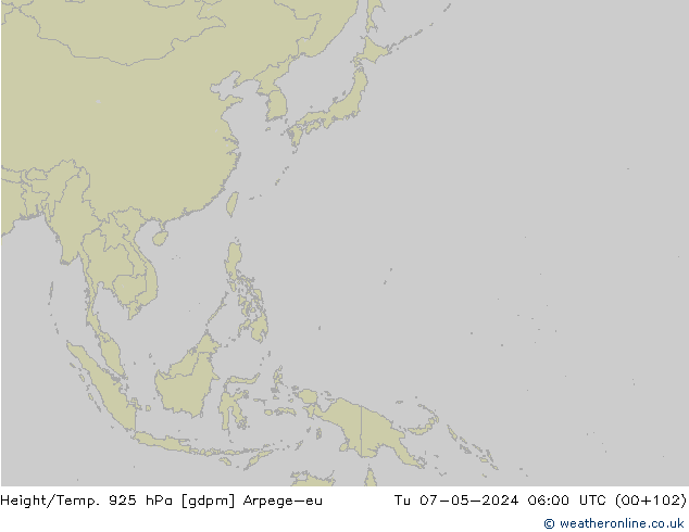 Height/Temp. 925 гПа Arpege-eu вт 07.05.2024 06 UTC