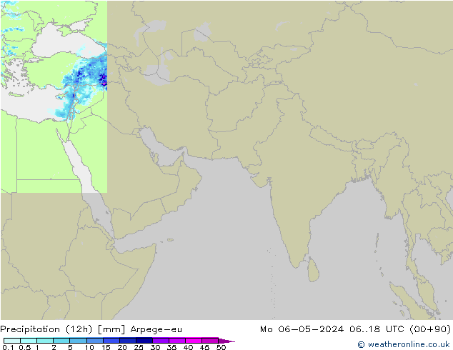 Precipitazione (12h) Arpege-eu lun 06.05.2024 18 UTC