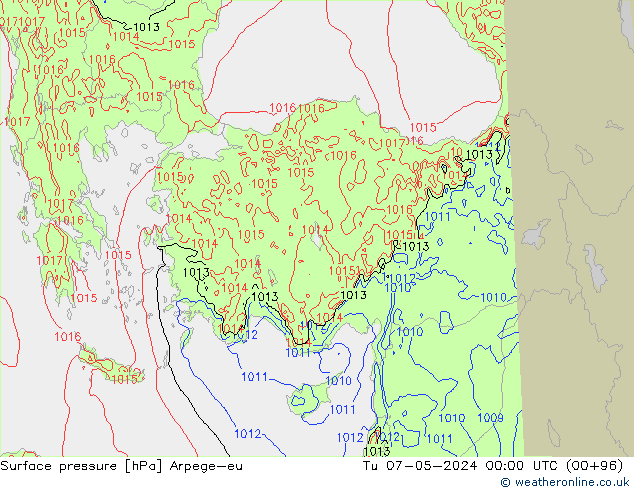 Yer basıncı Arpege-eu Sa 07.05.2024 00 UTC